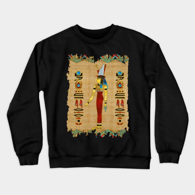 Egyptian Mut Ornament on papyrus Crewneck Sweatshirt by Nartissima
